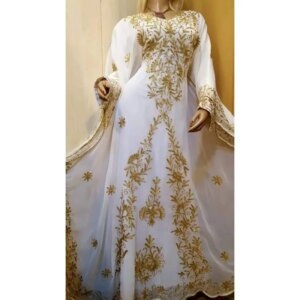Evening Dress New Moroccan Dubai Kaftans Farasha Abaya Dress Very Fancy Long Gown Arabic Clothing 54 Inches