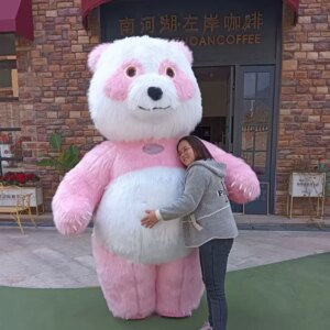 Inflatable Pink Panda Costumes Party Cosplay Plush Halloween Cartoon Costume for Adult Disfraz De Christmas Mascot Funny Dress
