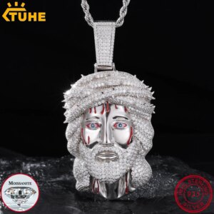 TUHE Unisex Jesus Pendant 925 Silver Ice Out Moissanite Pendant For Men Hip Hop Jewelry Gifts