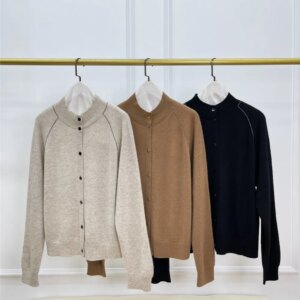 Women’s Cashmere Cardigan single-breasted Chain Long-sleeved Casual Knit Top