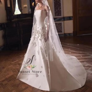 Customized Wedding Dress Appliques Strapless Chapel Train Bridal Gowns Formal Occasion Elegant Women Princess Dress 2025