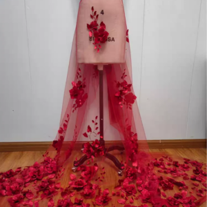 Colourful Lace Fabric Beautiful 3D Flowers Mesh Fabric Bridal Wedding Dresses Lace