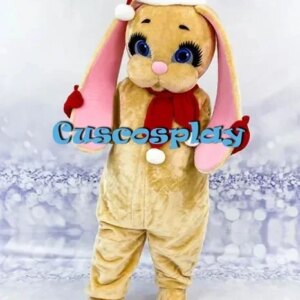 Christmas Christmas Hat Yellow Rabbit Easter Red Scarf Gloves Bunny Rabbit Halloween Mascot Costume Animal Mascot Costume