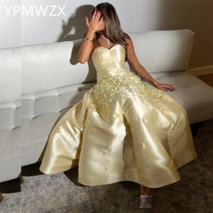 Customized Prom Gown Evening Women Formal Dress YPMWZX Strapless A-line Ankle Length Skirts Draped Bespoke Occasion Dresses Part