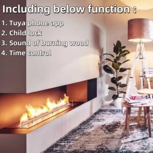 tuya wifi bioethanol kamin electric rectangular stainless steel ethanol burner fireplaces bio alcohol
