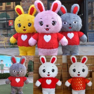 Rabbit Mascot Costume Air Inflation Cartoon Fursuit Cosplay Outfits Performance Props