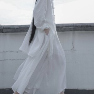 Chinese Button Knots Loose Shirt 2024 Summer New Design Sense White Hanfu Tai Tea Clothing Top Women