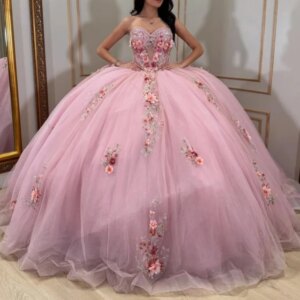 Customized Pricess Dresses Sweet 16 Year Girl 3D Flower Lace Up Ball Gown Women Prom Birthday Party vestidos de 15 quinceañeras