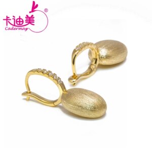 CADERMAY Sterling Silver Plated Gold Moissanite Bean Shape Earrings For Women Trendy Party Wedding Gifts