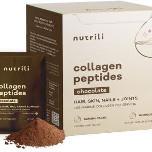 Chocolate Collagen Peptides for Hair, Nail, Skin, Bone and Joint Health- 24 Sachets