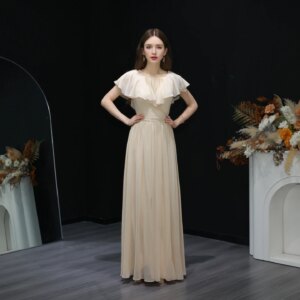 Sharon Said 2025 Coral Chiffon Scalloped A-Line Bridesmaid Dress Simple Long Sheath Women Wedding Guest BS284 Customized