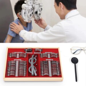 Optical Trial Lens Set Metal Rim Optometry Kit 104PCS w/ Free Accessories + Case For Farsightedness, Nearsightedness Metal