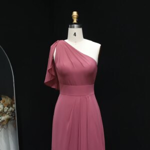 Sharon Said 2025 Red Chiffon One Shoulder A-Line Bridesmaid Dress Simple Long Sheath Women Weeding Guest Gowns BS273 Customized
