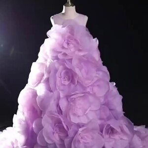 Dreamy Vow Stunning O-Neck A-Line Sleeveless Flower-Adorned Girl Long Dress Kid Wedding Birthday Holiday Pageant Party Prom J201