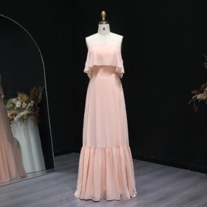 Sharon Said Pink Strapless Chiffon Ruffles Bridesmaid Dress Long Women Weeding Guest Gowns BS269 Customized