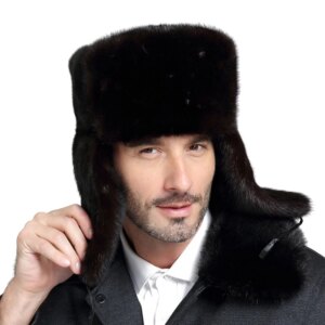 2022 New Russian Bomber Cap Outdoor Warm Earmuffs Mink Fur Hat Men’s Cap Universal Winter Ski Caps For Men Thickened Hats
