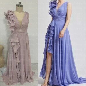 Customized Refreshing Color 3D Flower Ruffles Bridesmaid Dresses Slit Chiffon Formal Evening Prom Gowns robes de soirée