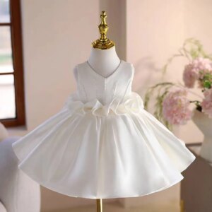 Dreamy Vow Glamorous Pink Girl Dress Satin for Kids 1st Wedding Birthday Party Holiday Spring Summer Princess Ball Gown J460