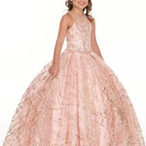 Rose Gold Sequined Lace Flowers Girls Pageant Dress Fluffy Skirt Tulle Kids Customized Prom Gowns Beads Ball Gowns