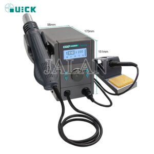 QUICK 8586D+ 2 in 1 Rework Station Electric Soldering Iron Hot Air Gun Mobile Phone Screen Motherboard Lead-free Repair Tool