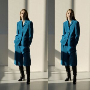 Blue Tweed Mother Of The Bride Pant Suits Winter Warm Business Suits Women Tuxedos Blazer For Wedding Party (Jacket+Pants)