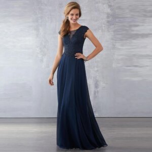 Navy Blue Mother Of The Bride Dresses A-line Cap Sleeves Appliques Beaded Plus Size Long Groom Mother Dresses Wedding Customized