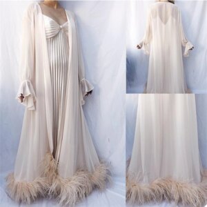 Outfit One Piece Long Bathrobe with Fur Floor Length Custom Made Nightgown Pajamas Sleepwear Gowns Housecoat Nightwear
