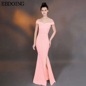 EBDOING Customized Bridesmaid Dresses Mermaid With Split  Floor-Length Prom Wedding Party Gown