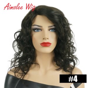Aimolee Long Wavy Blonde Brown Highlight Wigs Mixed Human Hair Blend Synthetic Wig for Women Daily Work Party Hair