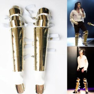 Rare Michael Jackson Classic Golden Handmade History Leg Matel Guard Armor Kneepad  Concert Stage Dance Ballroom