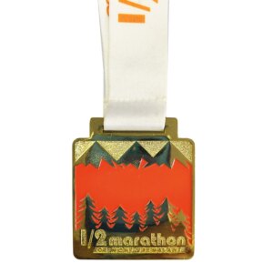 Custom Zinc Alloy Shiny Gold Marathon Sports Medal, Enamel Color, 50mm, 1 Soft