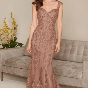 Rose Gold Mermaid Mother of the Bride Dresses Luxury Lace Beads Sheath Women Formal Ceremony Banquet Evening Prom Dresses 2025
