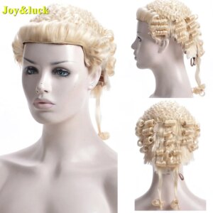 Synthetic Women Lawyer Wig 613 Blonde Attorney Wig Hand Made Mullet Curly High Quality Fiber Barrister Female Wigs