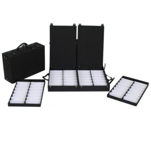 64pcs Portable Eyeglass Sales Reps Display Storage Box Optical Suitcase Eyewear Brief Case Sample Carrying Bag