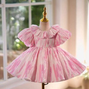 Dreamy Vow Adorable Princess Baby Girl Dress with Bow for Kids 1st Toddler Wedding Birthday Party Knee Length Ball Gown J767