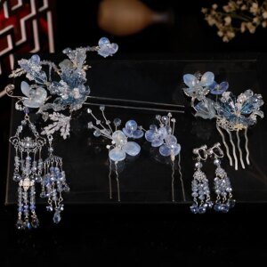 National Style Chinese Headdress Xiuhe Hair Accessories Han Chinese Clothing Cheongsam Flower Hairpin Antique Accessories
