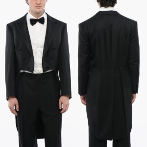 New Arrival Tailored 2 Pieces Men Suits Tailcoat Pants Peak Lapel Double Breasted Satin Formal Ball Evening Party Suits Custom