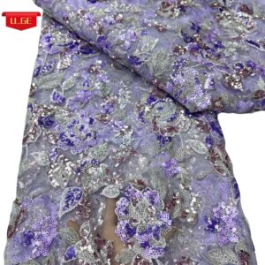 2025Latest Austia High Quality Eligant Soft Embroiderd Mesh Sequin Lace with Stones Fabric For Party Evening Dress U_Ge5273