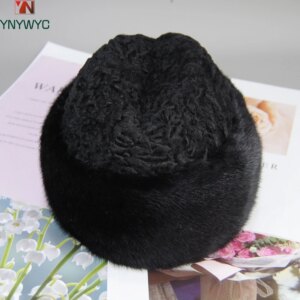 2025 Russian Women Winter Men’s Warm Caps Whole Piece Mink Sheep Fur Hats Casual Outdoor Mink Ha Real Genuine Mink With Wool Hat