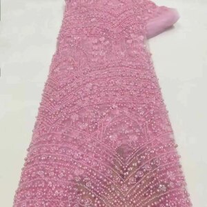 Africa Nigerian Beaded French Mesh Lace With Sequins High Quality 2025 Embroidery Lace Sequins Lace For Wedding Dresses Women