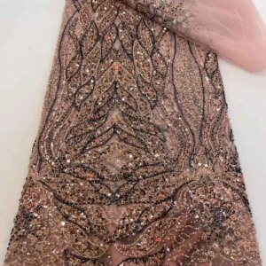 African Beaded 2025 High Quality Nigerian Sequins With Pearl Lace French Tulle Lace Fabric For Party Dress Sewing