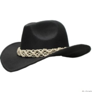 Rice white knit with boys and girls parent-child woolen cowboy hat large wide sunshade top