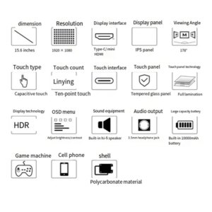 For Waveshare 15.6Inch LCD Touch Monitor (C), 1920 × 1080 Full HD, IPS Screen Optical Bonding Toughened Glass Panel US PLUG-B12B