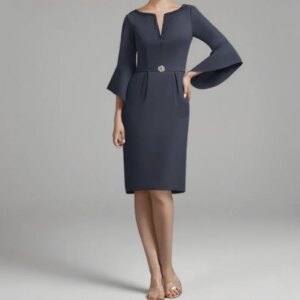 Customized Godmother Of The Bride V Neck Staright Party Guest Gown For Woman Weddings With Long Sleeves Elegant Knee Length