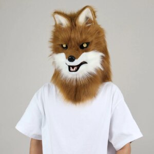 Realistic Canine Fox Fursuit Head – Plush Animal Fursona Cosplay Mask Furry Costume