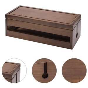 【Lowest-Price!】3X Cable Management Box Wooden Cord Organizer Box For Extension Cord Power Stripe Surge Protector Wire (Coffee Co