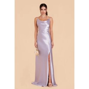 Satin Bridesmaid Dress for Women 2025 Spaghetti Straps Evening Dress with Slit Straight Prom Party Gowns Floor Length Customized
