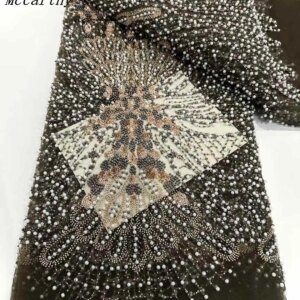 Mccarthy 2025 Sequins African French Net Lace Fabric Beads High Quality Tulle Mesh Bridal Nigerian Wedding Dress Woman