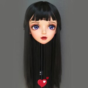 (Miao-8)Female Sweet Girl Resin Half Head Kigurumi BJD Eyes Crossdress Cosplay Japanese Anime Role Lolita Mask With Eyes And Wig