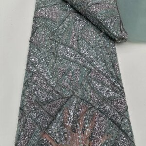 Luxurious African Beaded Net Mesh Lace Fabric 2025 Beads Embroidery Sequins French Tulle Lace for Nigerian Wedding Party Dress
